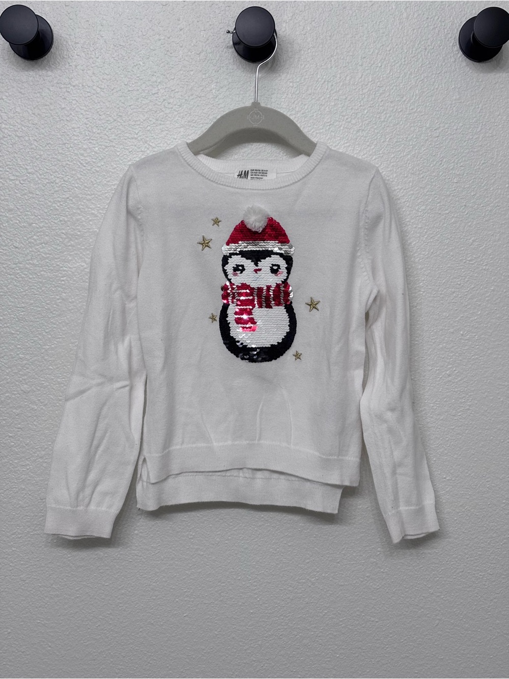 H&M White penguin/snowman sweater